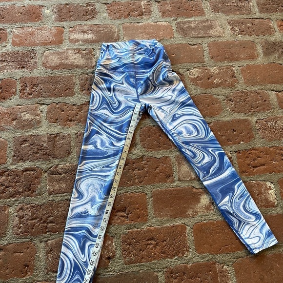 Carbon38 Marble Swirl Blue & White High-Waisted High Rise Workout Leggings Small - Picture 11 of 16